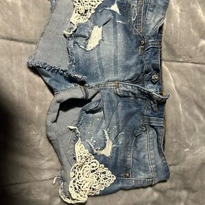Harley-Davidson Light Blue Denim Shorts with Lace